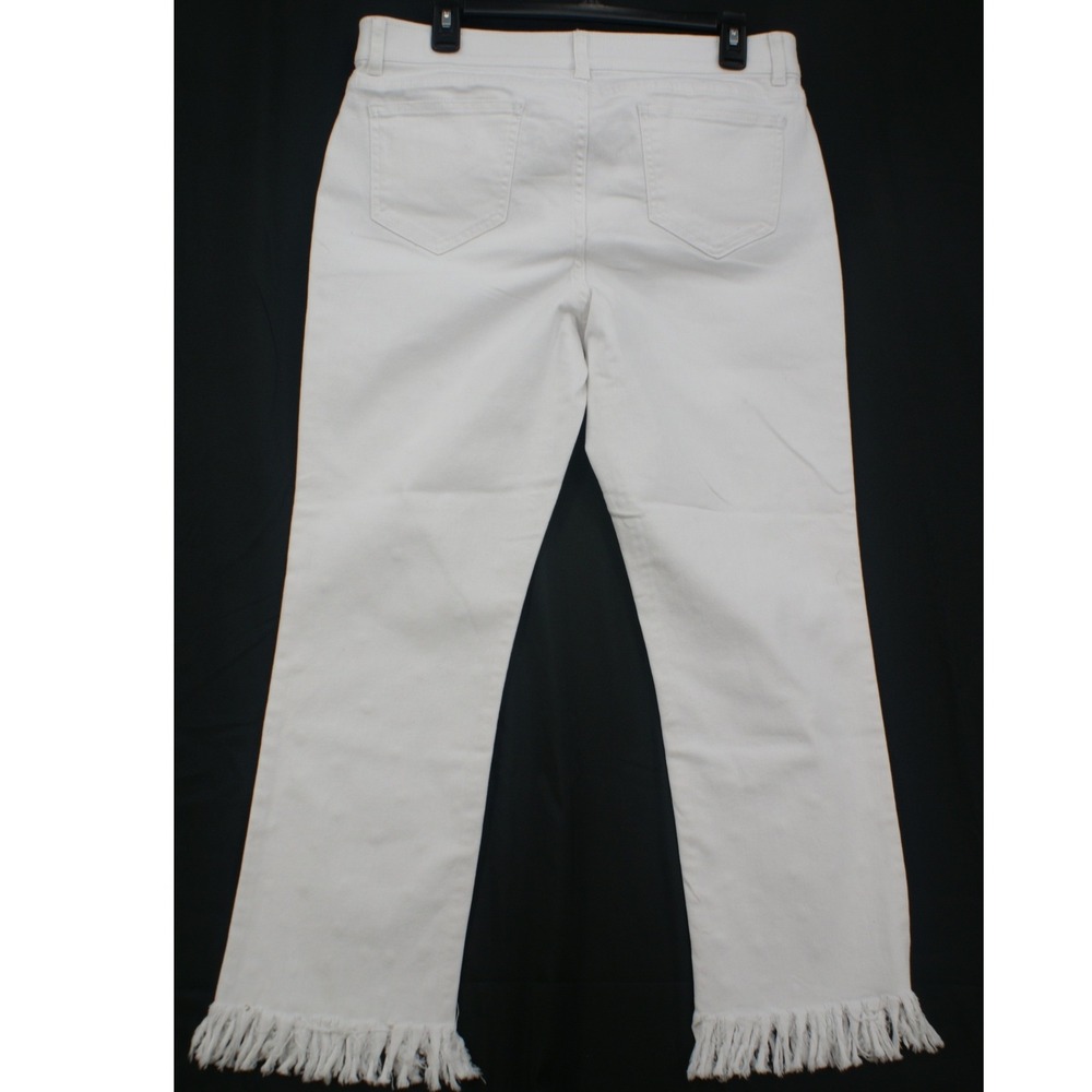Rafaella Weekend White Embellished Fringe Hem Slimming Jeans Womens 12 Pearl Gem - Picture 2 of 10